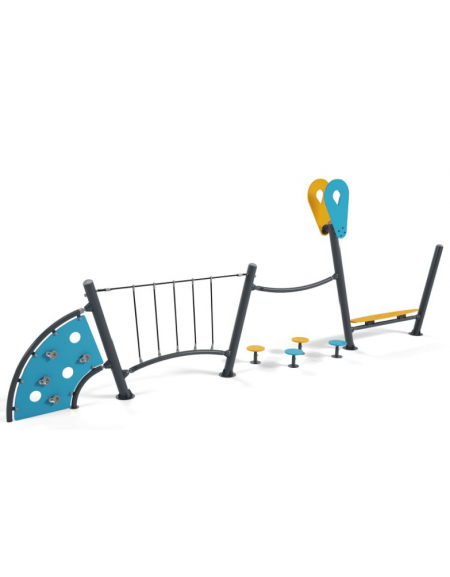 Percorso Multifunzione per bambini - con panchina senza schienale - Pannelli in HDPE - cm 80x650x245h