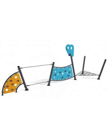 Percorso Multifunzione per bambini - con passerella in corda - Pannelli in HDPE - cm 213x695x250h