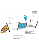 Percorso Multifunzione per bambini - con passerella in corda - Pannelli in HDPE - cm 213x695x250h