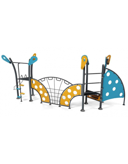 Percorso Multifunzione per bambini - con rete in fune di Hercules - Pannelli in HDPE - cm 620x775x333h