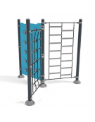 Palestrina in metallo per bambini con parete di corda, pannello arrampicata in HDPE - cm 225x197x203h