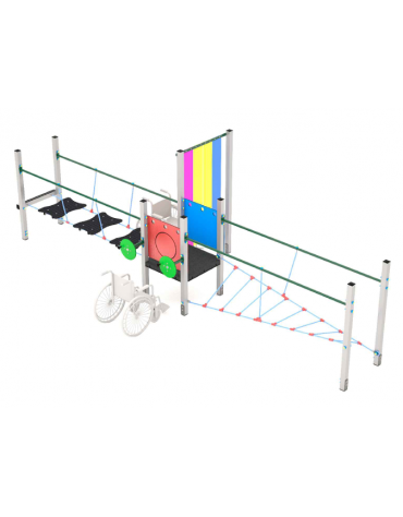 Percorso equilibrio inclusivo per bambini con struttura in alluminio - dimensioni cm 223x630x200h