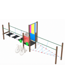 Percorso equilibrio inclusivo per bambini con struttura in alluminio rifinito in legno light - dimensioni cm 223x630x200h