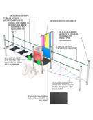 Percorso equilibrio inclusivo per bambini con struttura in alluminio rifinito in legno light - dimensioni cm 223x630x200h