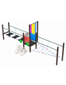 Percorso equilibrio inclusivo per bambini con struttura in alluminio rifinito in legno dark - dimensioni cm 223x630x200h