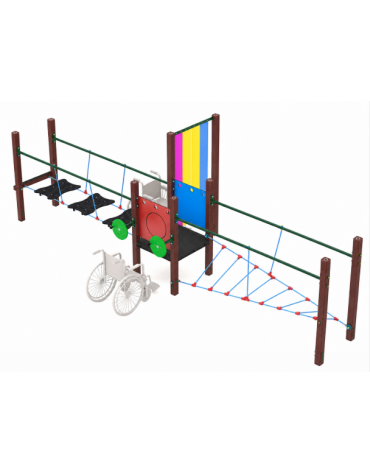 Percorso equilibrio inclusivo per bambini con struttura in plastica riciclata - dimensioni cm 223x630x200h