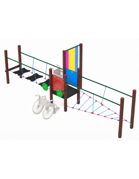 Percorso equilibrio inclusivo per bambini con struttura in plastica riciclata - dimensioni cm 223x630x200h