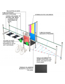 Percorso equilibrio inclusivo per bambini con struttura in plastica riciclata - dimensioni cm 223x630x200h