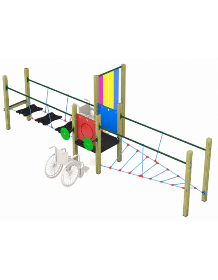 Percorso equilibrio inclusivo per bambini con struttura in legno di pino - dimensioni cm 223x630x200h