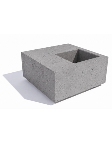 Panchina in cemento quadrata monoblocco con fioriera cm 50x50 - colore Grigio pietra - cm 100x100x45h - Conforme ai CAM