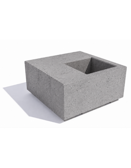 Panchina in cemento quadrata monoblocco con fioriera cm 50x50 - colore Grigio pietra - cm 100x100x45h - Conforme ai CAM