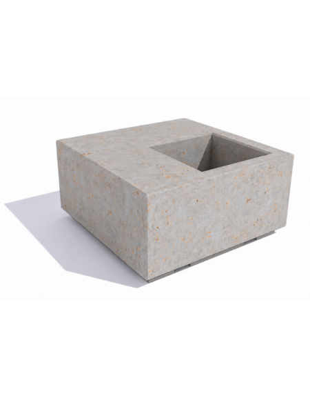 Panchina in cemento quadrata monoblocco con fioriera cm 50x50 - colore Grigio travertino - cm 100x100x45h - Conforme ai CAM