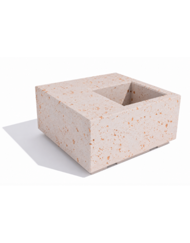 Panchina in cemento quadrata monoblocco con fioriera cm 50x50 - colore Bianco travertino - cm 100x100x45h - Conforme ai CAM