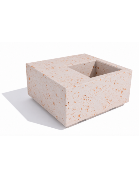 Panchina in cemento quadrata monoblocco con fioriera cm 50x50 - colore Bianco travertino - cm 100x100x45h - Conforme ai CAM