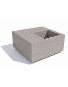 Panchina in cemento quadrata monoblocco con fioriera cm 50x50 - colore Bianco sabbiato - cm 100x100x45h - Conforme ai CAM