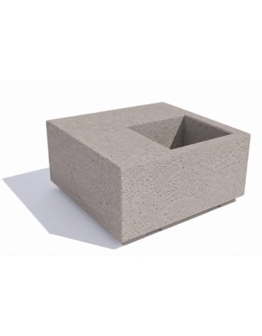 Panchina in cemento quadrata monoblocco con fioriera cm 50x50 - colore Bianco sabbiato - cm 100x100x45h - Conforme ai CAM