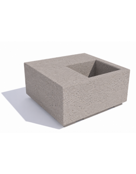 Panchina in cemento quadrata monoblocco con fioriera cm 50x50 - colore Bianco sabbiato - cm 100x100x45h - Conforme ai CAM