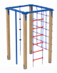 Palestra quadrata multifunzione con pali in legno termotrattato, 1 rete, 1 scala, 1 fune di risalita e 1 pertica