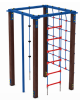 Palestra quadrata multifunzione con pali in plastica riciclata, 1 rete, 1 scala, 1 fune di risalita e 1 pertica- cm 133x133x200h