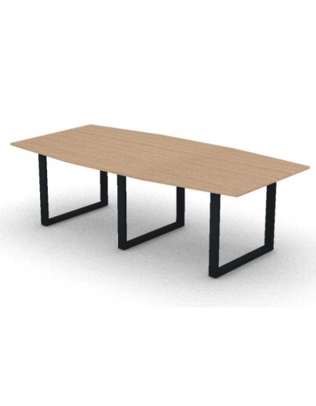 Tavolo riunione composto piano sagomato in melaminico spessore mm 18 e gamba ad anello - Colori a scelta - cm 240x120x73,5h