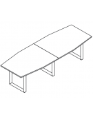 Tavolo riunione composto piano sagomato in melaminico spessore mm 18 e gamba ad anello - Colori a scelta - cm 240x120x73,5h