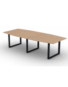 Tavolo riunione composto piano sagomato in melaminico spessore mm 18 e gamba ad anello - Colori a scelta - cm 280x120x73,5h