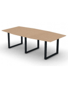 Tavolo riunione composto piano sagomato in melaminico spessore mm 25 e gamba ad anello - Colori a scelta - cm 240x120x74h