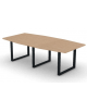 Tavolo riunione composto piano sagomato in melaminico spessore mm 30 e gamba ad anello - Colori a scelta - cm 240x120x74,5h
