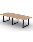 Tavolo riunione composto piano sagomato in melaminico spessore mm 30 e gamba ad anello - Colori a scelta - cm 280x120x74,5h