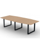 Tavolo riunione composto piano sagomato in melaminico spessore mm 30 e gamba ad anello - Colori a scelta - cm 280x120x74,5h