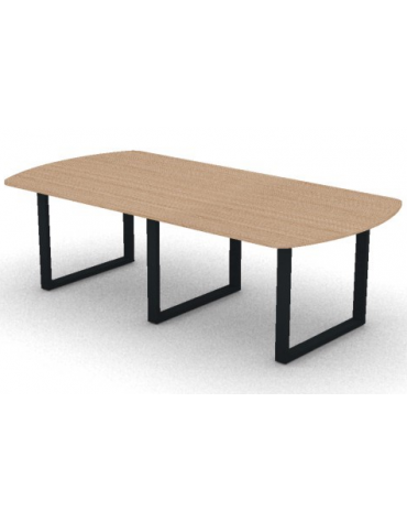 Tavolo riunione composto piano ovale in melaminico spessore mm 18 e gamba ad anello - Colori a scelta - cm 240x120x73,5h