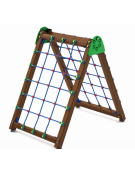 Sartia in fune realizzata con pali in alluminio rifinito in legno light - cm 177x120x170h