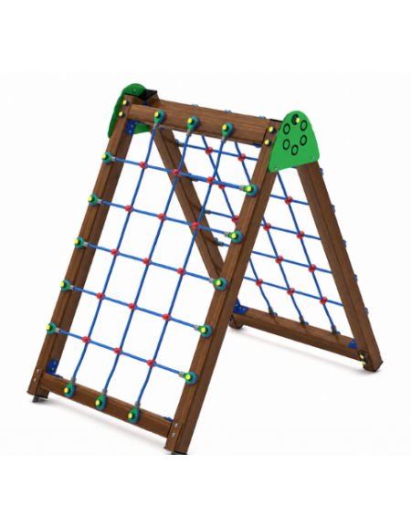 Sartia in fune realizzata con pali in alluminio rifinito in legno light - cm 177x120x170h