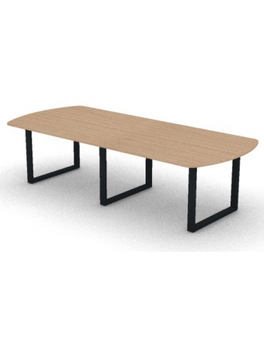 Tavolo riunione composto piano ovale in melaminico spessore mm 18 e gamba ad anello - Colori a scelta - cm 280x120x73,5h