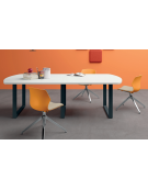 Tavolo riunione composto piano ovale in melaminico spessore mm 25 e gamba ad anello - Colori a scelta - cm 280x120x74h