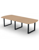 Tavolo riunione composto piano ovale in melaminico spessore mm 25 e gamba ad anello - Colori a scelta - cm 280x120x74h