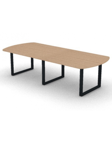 Tavolo riunione composto piano ovale in melaminico spessore mm 25 e gamba ad anello - Colori a scelta - cm 280x120x74h