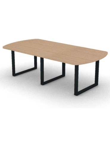 Tavolo riunione composto piano ovale in melaminico spessore mm 30 e gamba ad anello - Colori a scelta - cm 240x120x74,5h