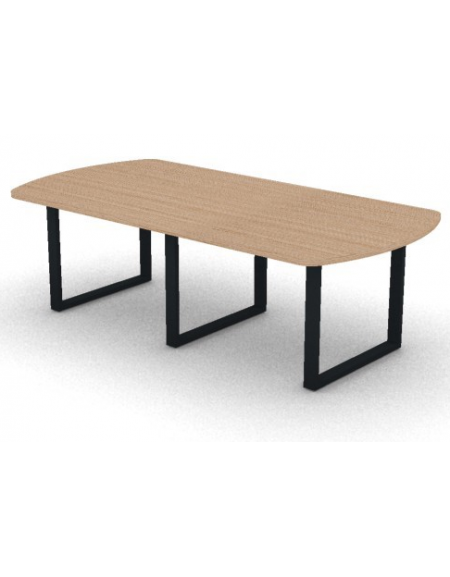 Tavolo riunione composto piano ovale in melaminico spessore mm 30 e gamba ad anello - Colori a scelta - cm 240x120x74,5h