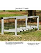 Ponte Tibetano, struttura con pali in alluminio rifinito in legno dark - dimensioni cm 347x100x98h