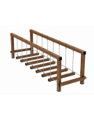 Ponte Tibetano, struttura con pali in alluminio rifinito in legno light - dimensioni cm 347x100x98h