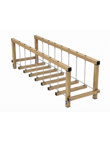 Ponte Tibetano, struttura con pali in alluminio - cm 347x100x98h