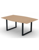 Tavolo riunione piano sagomato in melaminico spessore mm18 e gamba metallica ad anello chiuso -Colori a scelta- cm 180x120x73,5h