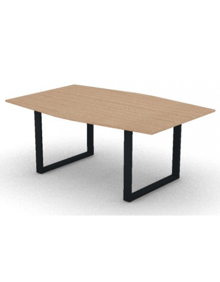 Tavolo riunione piano sagomato in melaminico spessore mm18 e gamba metallica ad anello chiuso -Colori a scelta- cm 180x120x73,5h