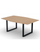 Tavolo riunione piano sagomato in melaminico spessore mm18 e gamba metallica ad anello chiuso -Colori a scelta- cm 180x120x73,5h