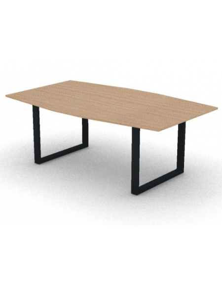 Tavolo riunione piano sagomato in melaminico spessore mm18 e gamba metallica ad anello chiuso -Colori a scelta- cm 200x120x73,5h