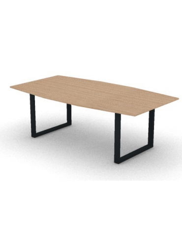 Tavolo riunione piano sagomato in melaminico spessore mm18 e gamba metallica ad anello chiuso -Colori a scelta- cm 220x120x73,5h