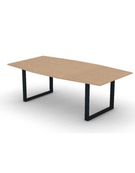 Tavolo riunione piano sagomato in melaminico spessore mm18 e gamba metallica ad anello chiuso -Colori a scelta- cm 220x120x73,5h
