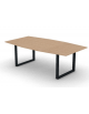 Tavolo riunione piano sagomato in melaminico spessore mm18 e gamba metallica ad anello chiuso -Colori a scelta- cm 220x120x73,5h
