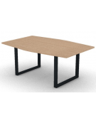 Tavolo riunione piano sagomato in melaminico spessore mm25 e gamba metallica ad anello chiuso -Colori a scelta- cm 180x120x74h